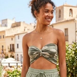 Camouflage Twist Front Crop Top Handmade